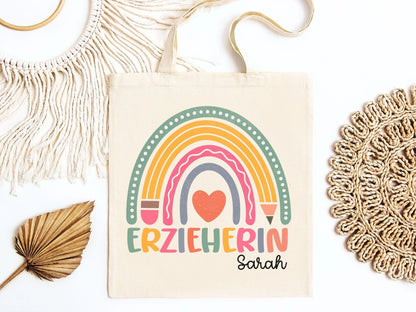 Erzieherin Geschenke Personalisierte Tasche mit Name Geschenk Beutel Abschiedsgeschenke Kita - Erzieherin Geschenk Abschied Krippe Dankeschön - Mamas & Minis