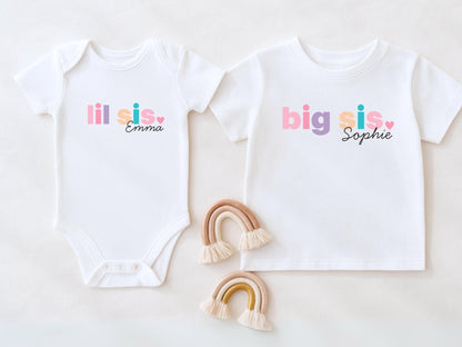 Geschenk Geschwister Outfit T-Shirt Großer Bruder Shirt Große Schwester Kleiner Bruder Kleine Schwester Babybody Partnerlook Geschenke Baby