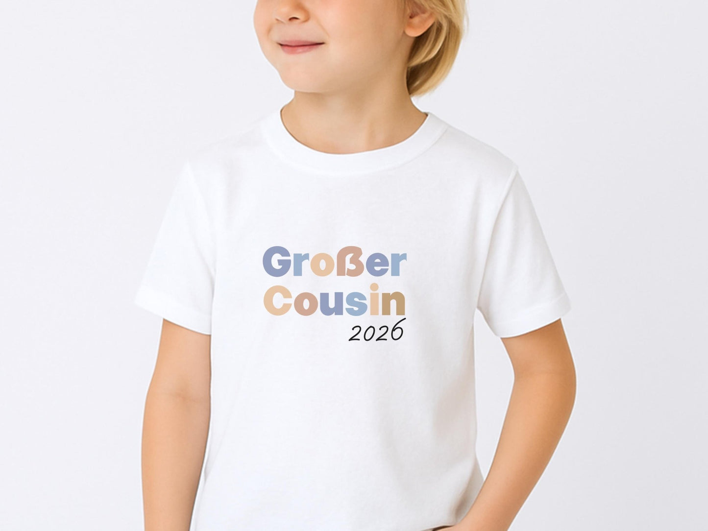 Großer Cousin Große Cousine Shirt & Babybody Set Partnerlook Outfit aus Bio - Baumwolle für Schwangerschaftsverkündung und Familienoutfit