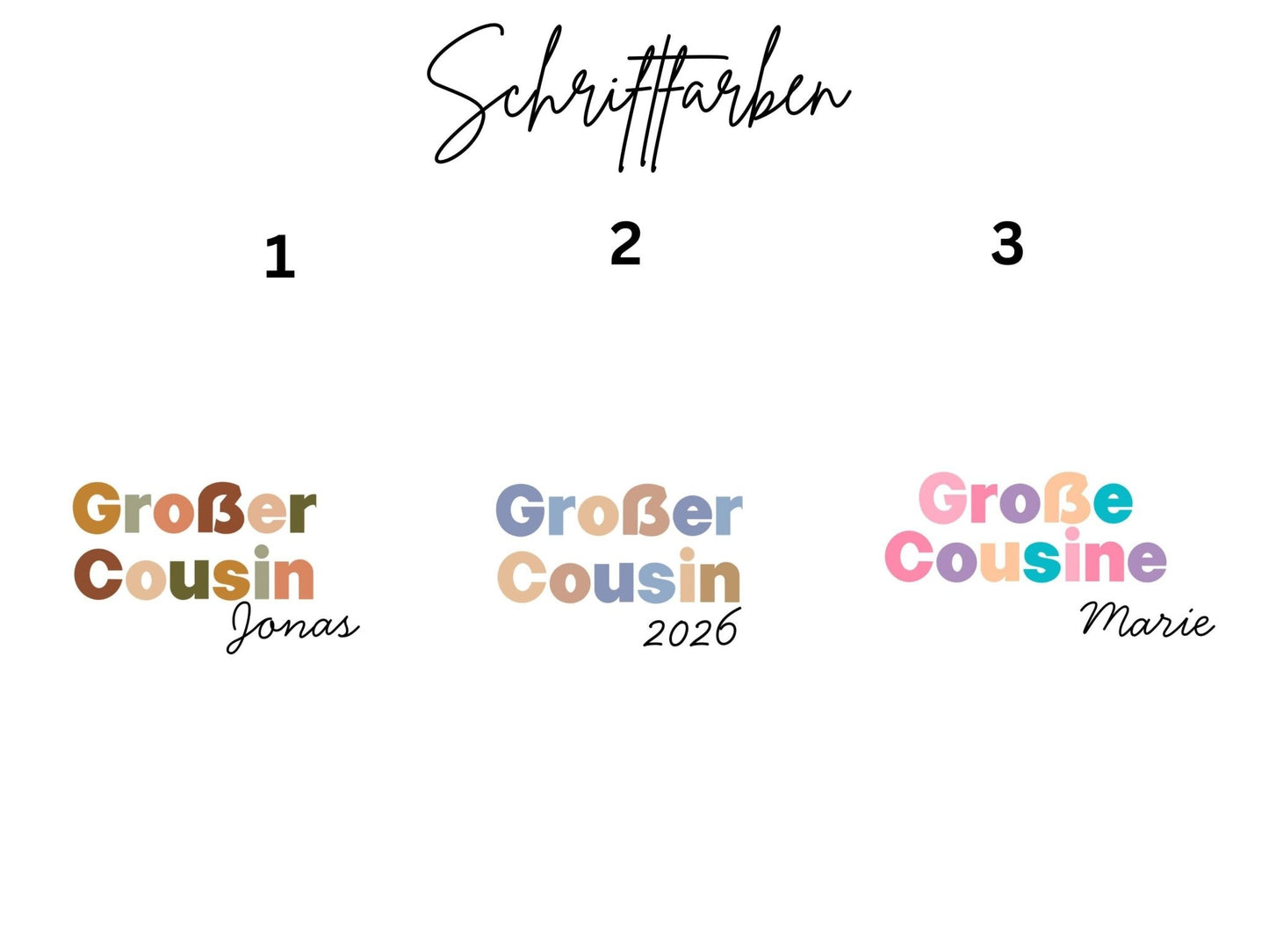 Großer Cousin Große Cousine Shirt & Babybody Set Partnerlook Outfit aus Bio - Baumwolle für Schwangerschaftsverkündung und Familienoutfit
