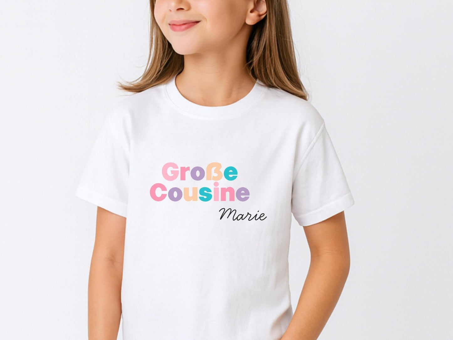 Großer Cousin Große Cousine Shirt & Babybody Set Partnerlook Outfit aus Bio - Baumwolle für Schwangerschaftsverkündung und Familienoutfit