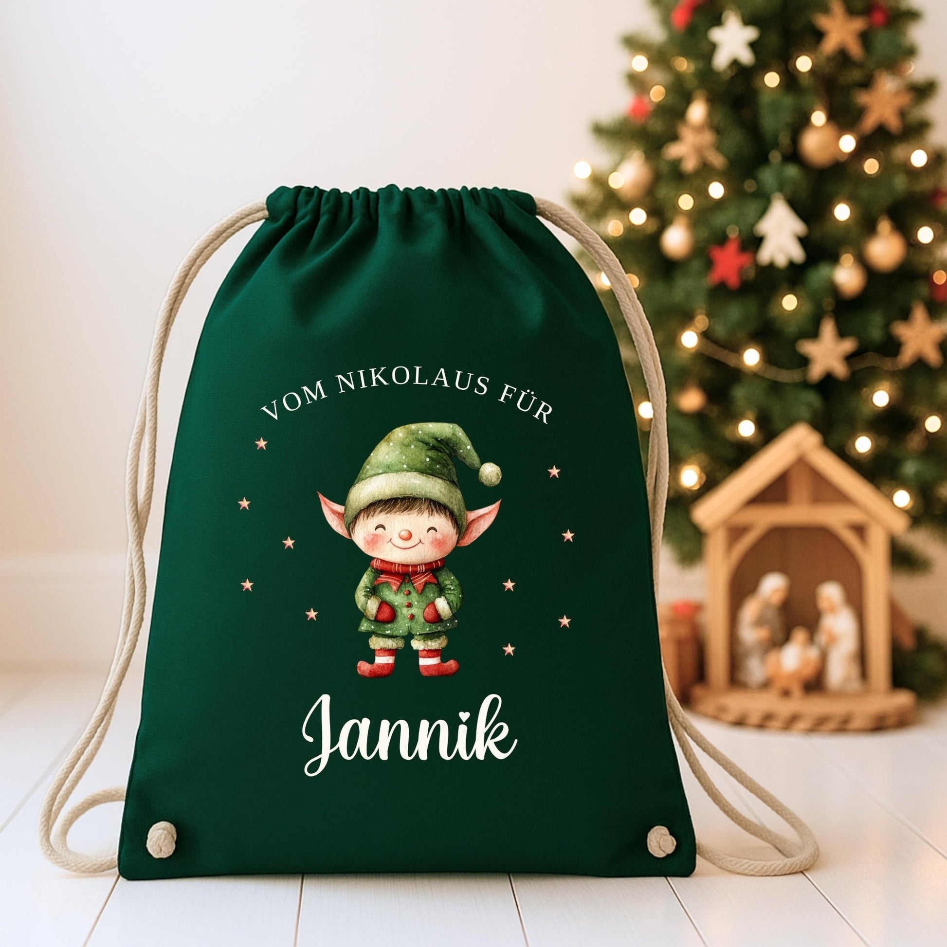 Großer Nikolausbeutel aus Baumwolle, Nachhaltiger Nikolaussack für Kinder Personalisiert, Geschenkbeutel zu Nikolaus & Weihnachten