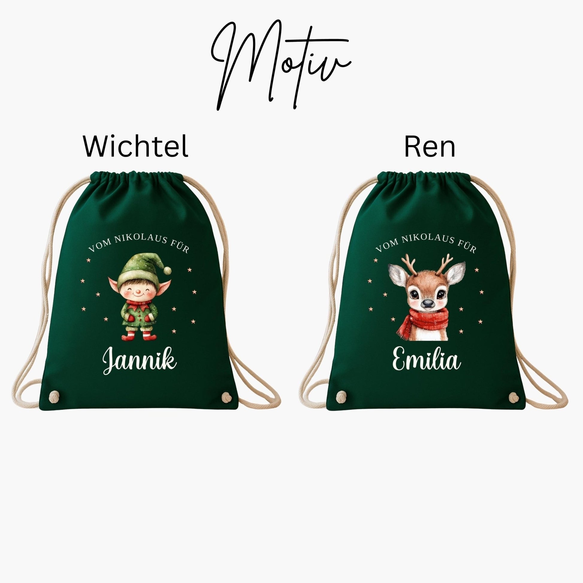 Großer Nikolausbeutel aus Baumwolle, Nachhaltiger Nikolaussack für Kinder Personalisiert, Geschenkbeutel zu Nikolaus & Weihnachten