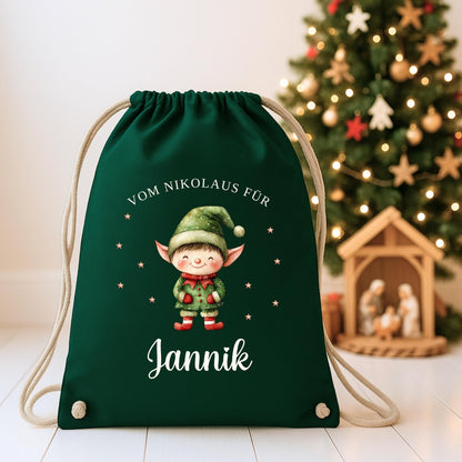 Großer Nikolausbeutel aus Baumwolle, Nachhaltiger Nikolaussack für Kinder Personalisiert, Geschenkbeutel zu Nikolaus & Weihnachten