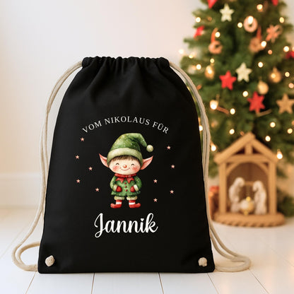 Großer Nikolausbeutel aus Baumwolle, Nachhaltiger Nikolaussack für Kinder Personalisiert, Geschenkbeutel zu Nikolaus & Weihnachten