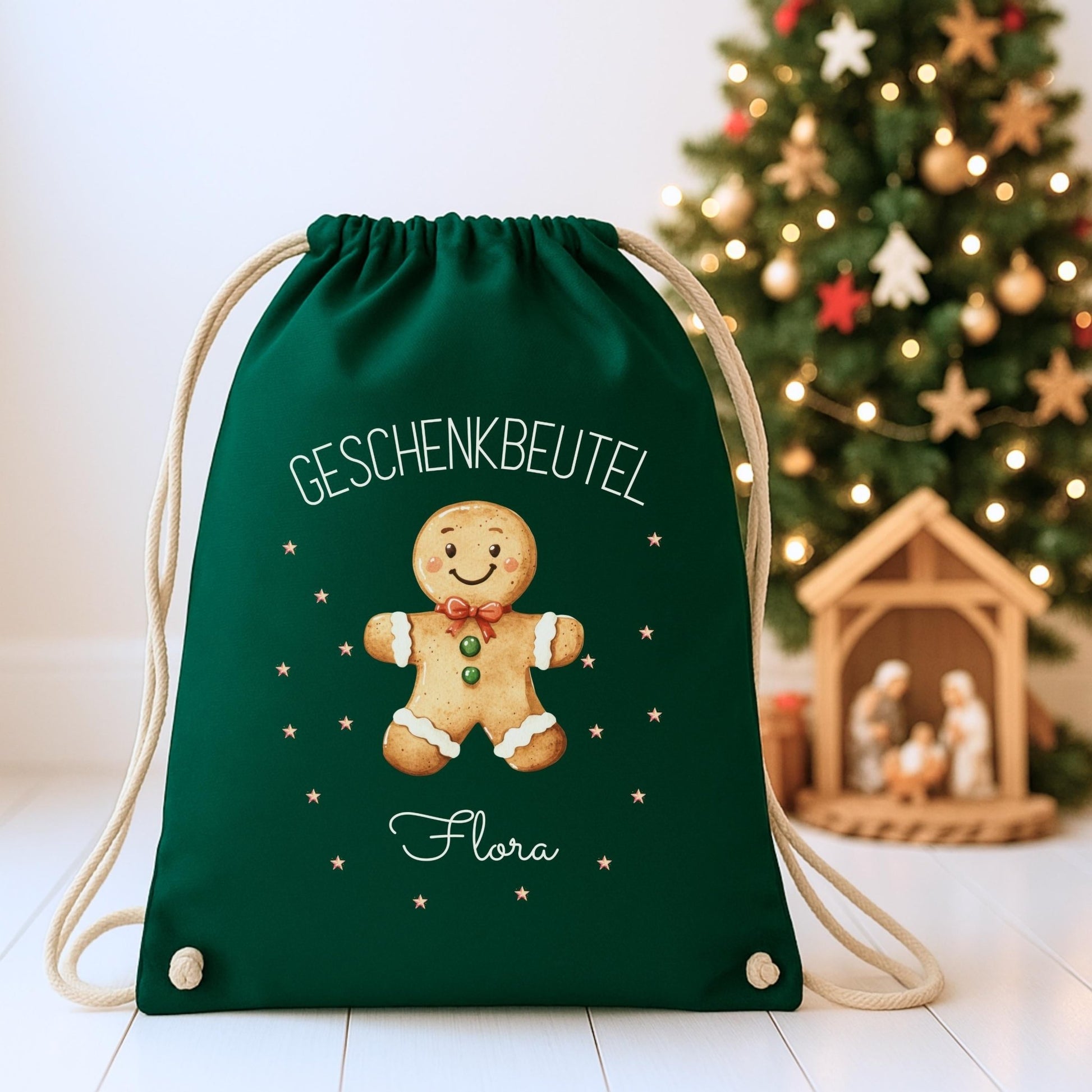 Großer Nikolausbeutel aus Baumwolle, Personalisierter Stoffbeutel zu Weihnachten für Kinder, Geschenkbeutel zu Weihnachten und Nikolaus