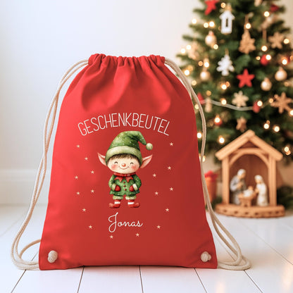 Großer Nikolausbeutel aus Baumwolle, Personalisierter Stoffbeutel zu Weihnachten für Kinder, Geschenkbeutel zu Weihnachten und Nikolaus