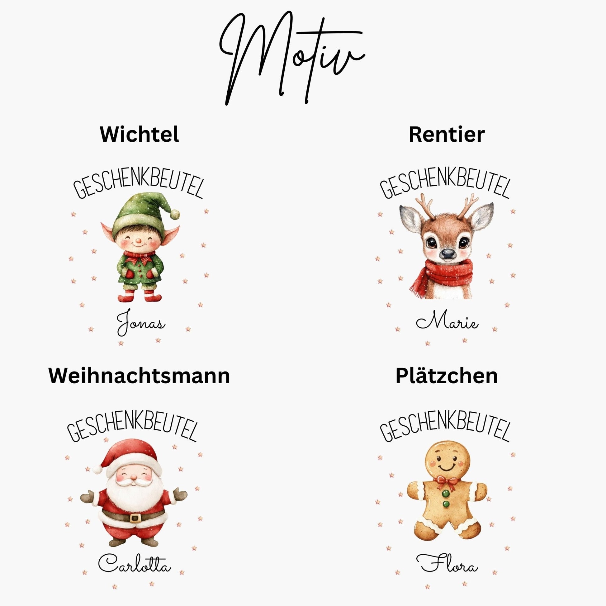 Großer Nikolausbeutel aus Baumwolle, Personalisierter Stoffbeutel zu Weihnachten für Kinder, Geschenkbeutel zu Weihnachten und Nikolaus
