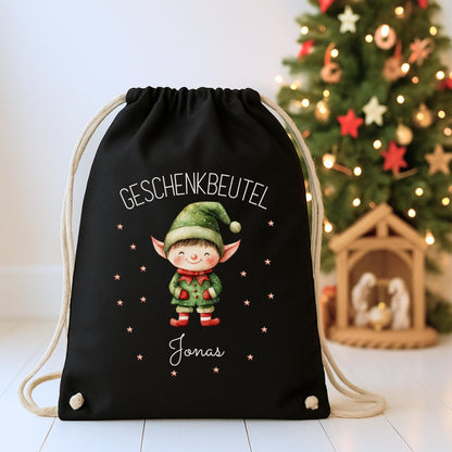 Großer Nikolausbeutel aus Baumwolle, Personalisierter Stoffbeutel zu Weihnachten für Kinder, Geschenkbeutel zu Weihnachten und Nikolaus