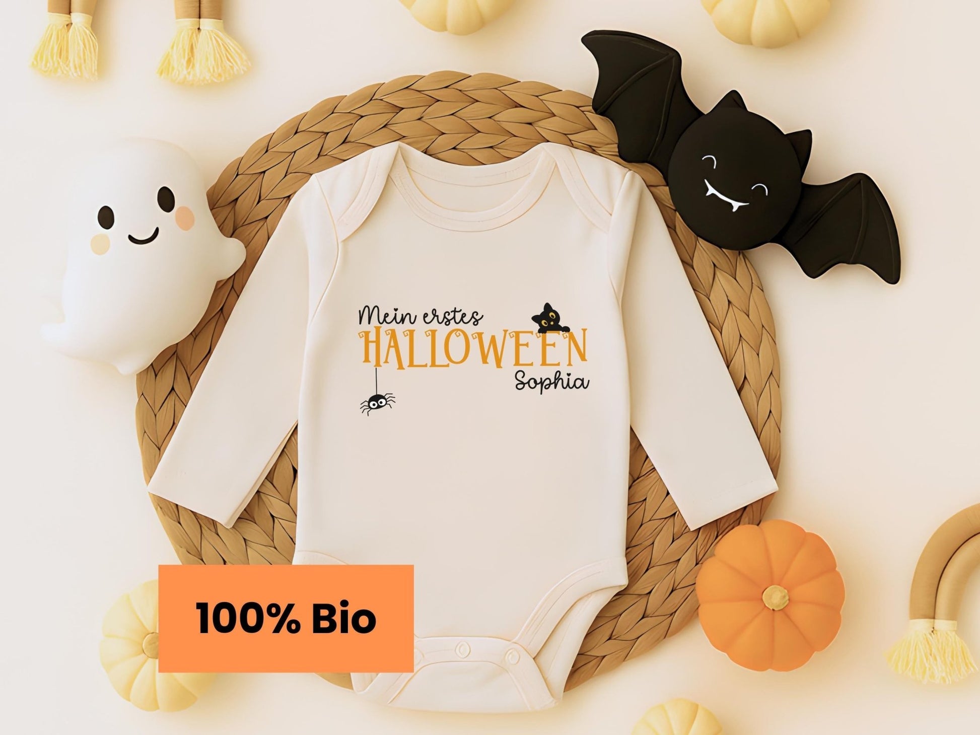 Halloween Babybody Personalisiert Halloween Geschenk Babygeschenk Geburtsgeschenk Bio Baumwolle Langarm Baby Body Herbst Outfit Baby