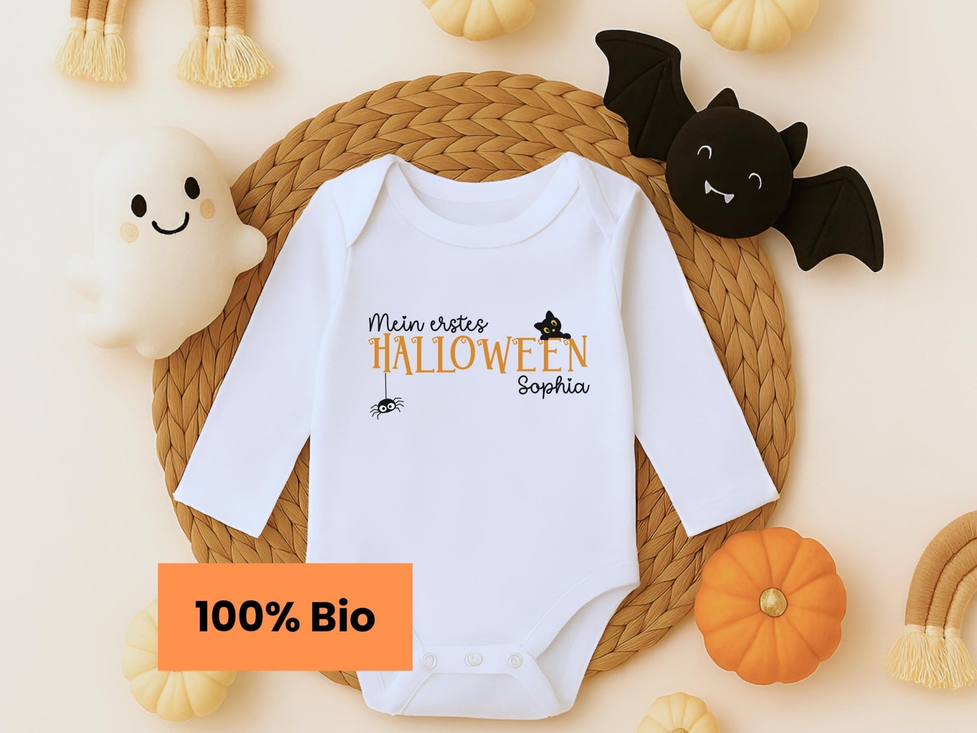 Halloween Babybody Personalisiert Halloween Geschenk Babygeschenk Geburtsgeschenk Bio Baumwolle Langarm Baby Body Herbst Outfit Baby