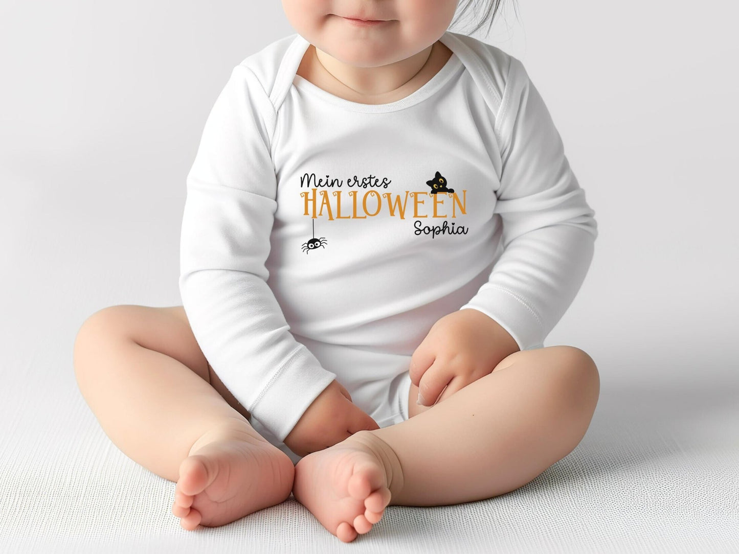 Halloween Babybody Personalisiert Halloween Geschenk Babygeschenk Geburtsgeschenk Bio Baumwolle Langarm Baby Body Herbst Outfit Baby