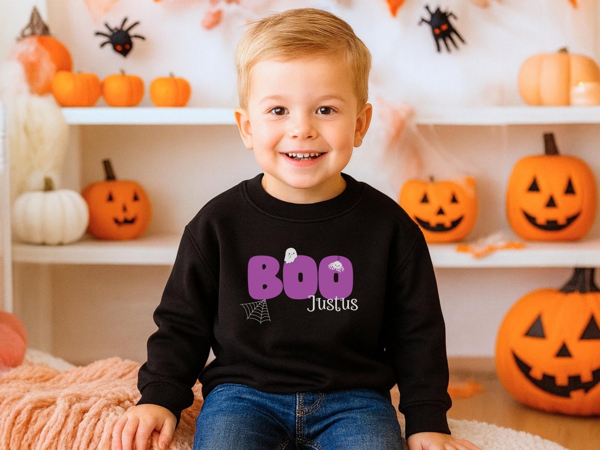 Halloween Pullover für Kinder Geschenk Personalisiert Halloween Kostüm Sweatshirt mit Name für Kinder