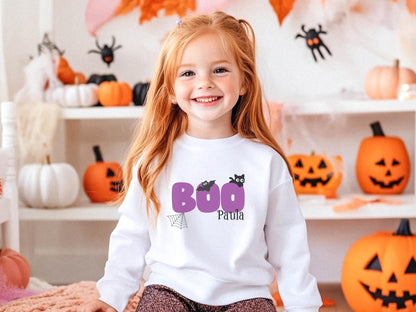 Halloween Pullover für Kinder Geschenk Personalisiert Halloween Kostüm Sweatshirt mit Name für Kinder