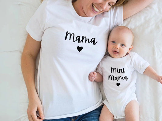 Mama T-Shirt Familie Outfit Partnerlook Geschenke Mama Mini Shirt Geschenk Tochter Sohn Muttertagsgeschenk Geschenke für Mütter Muttertag - Mamas & Minis