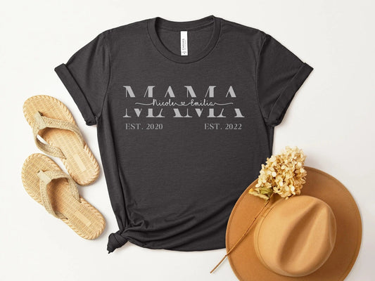 Mama T-Shirt personalisiert Muttertagsgeschenk personalisierte Geschenke für Mütter Muttertag Geschenkidee personalisiertes - Shirt für sie - Mamas & Minis
