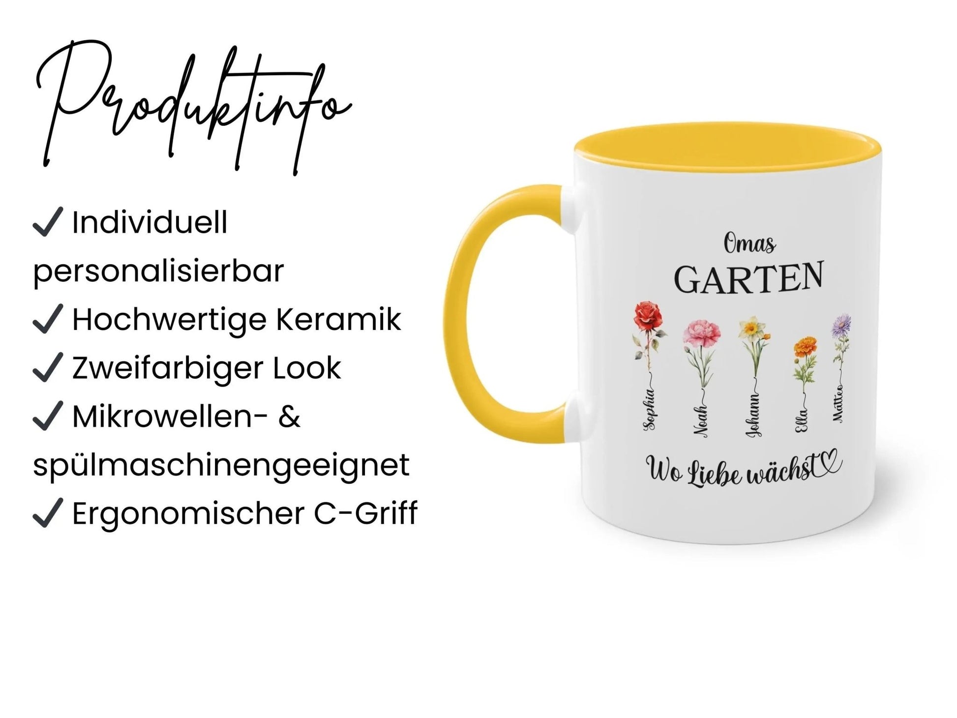 Oma - Geschenk Keramiktasse personalisiert Omas Garten Personalisiertes Geschenk Oma Personalisierte Tasse Großmutter Geschenke für Omas - Mamas & Minis