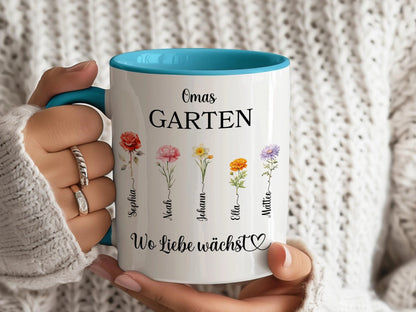 Oma - Geschenk Keramiktasse personalisiert Omas Garten Personalisiertes Geschenk Oma Personalisierte Tasse Großmutter Geschenke für Omas - Mamas & Minis
