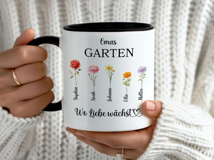 Oma - Geschenk Keramiktasse personalisiert Omas Garten Personalisiertes Geschenk Oma Personalisierte Tasse Großmutter Geschenke für Omas - Mamas & Minis