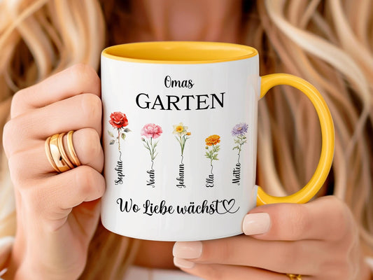 Oma - Geschenk Keramiktasse personalisiert Omas Garten Personalisiertes Geschenk Oma Personalisierte Tasse Großmutter Geschenke für Omas - Mamas & Minis