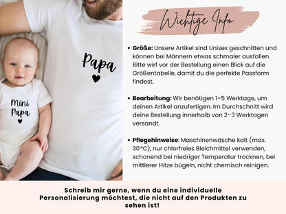 Papa - Geschenke Personalisiertes Papa Shirt Partnerlook Geschenke Vatertag Familie Outfit Männer Shirt Papageschenk TShirt Tochter Sohn Mini - Mamas & Minis