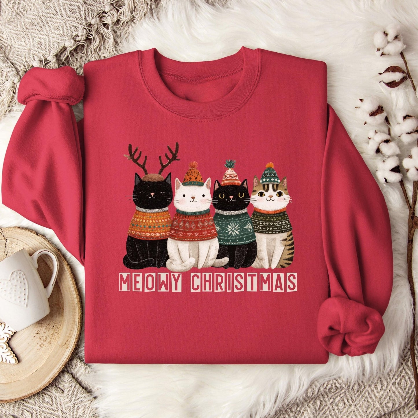 Weihnachtspullover mit Katzen Motiv, Weihnachtsgeschenk für Katzenliebhaber - Mamas & Minis