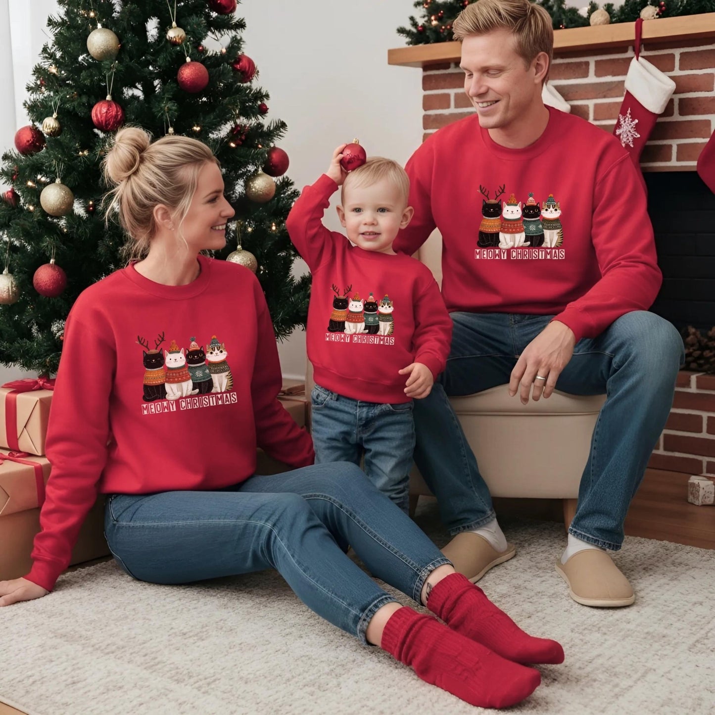 Weihnachtspullover mit Katzen Motiv, Weihnachtsgeschenk für Katzenliebhaber - Mamas & Minis