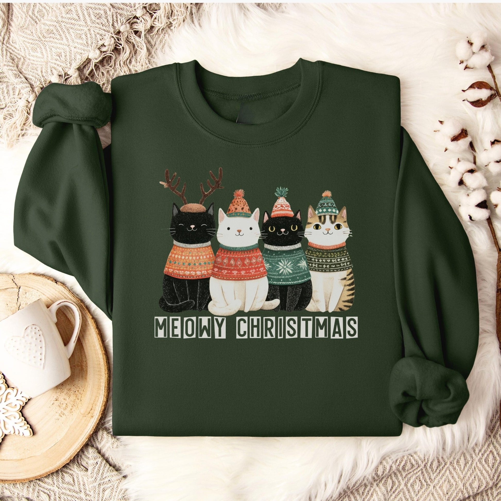 Weihnachtspullover mit Katzen Motiv, Weihnachtsgeschenk für Katzenliebhaber - Mamas & Minis