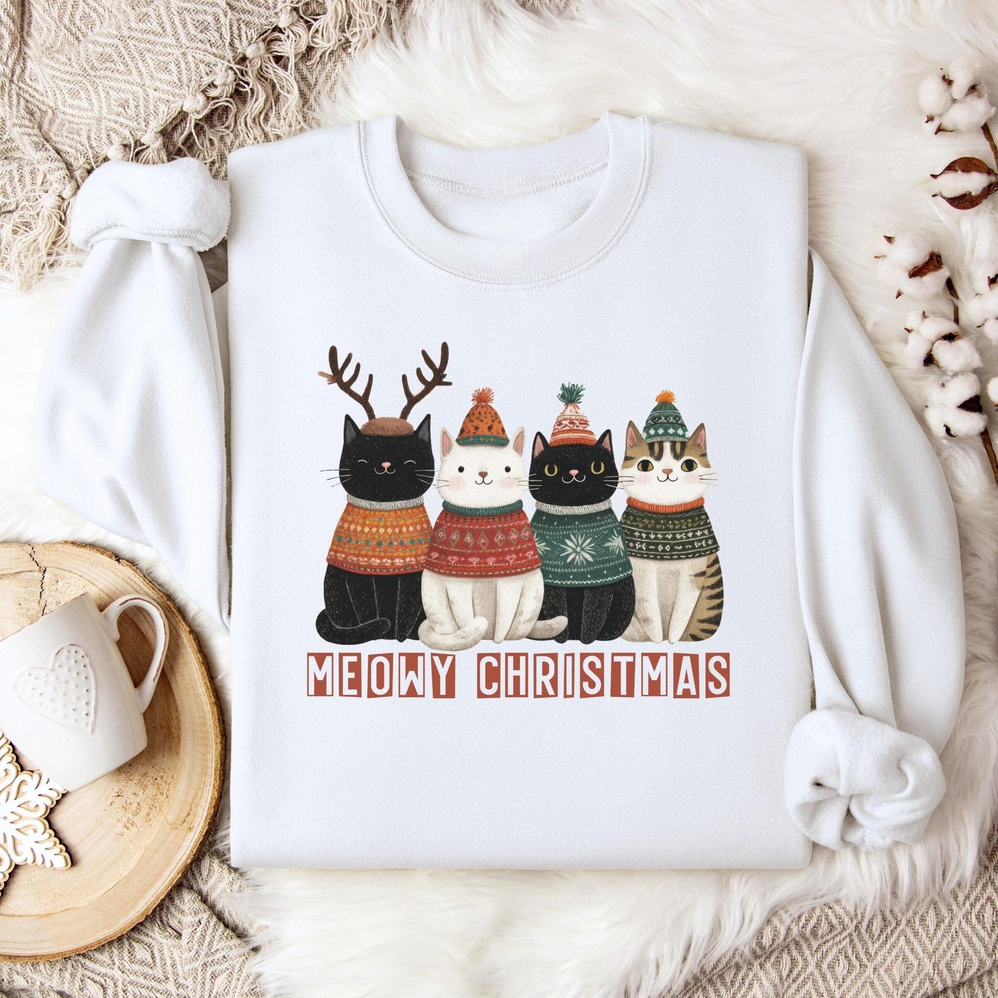 Weihnachtspullover mit Katzen Motiv, Weihnachtsgeschenk für Katzenliebhaber - Mamas & Minis