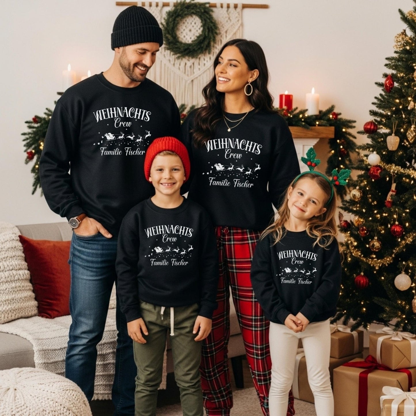 Personalisierte Weihnachten - Shirts für die Familie, Weihnachtsoutfits für Geschwister, Mama, Papa, Mini, Baby Weihnachten Partnerlook