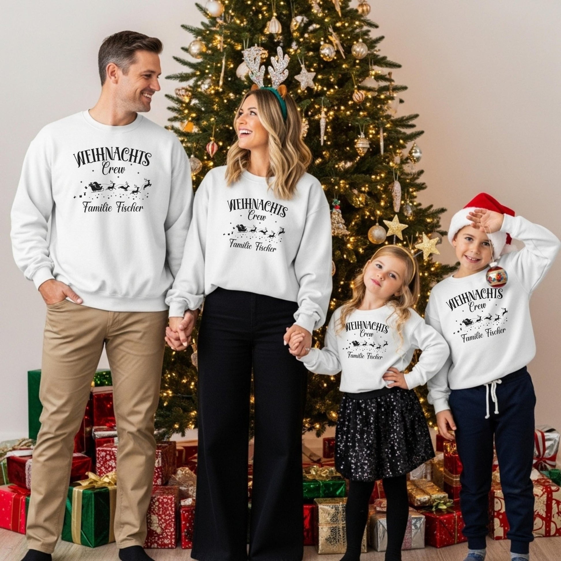Personalisierte Weihnachten - Shirts für die Familie, Weihnachtsoutfits für Geschwister, Mama, Papa, Mini, Baby Weihnachten Partnerlook