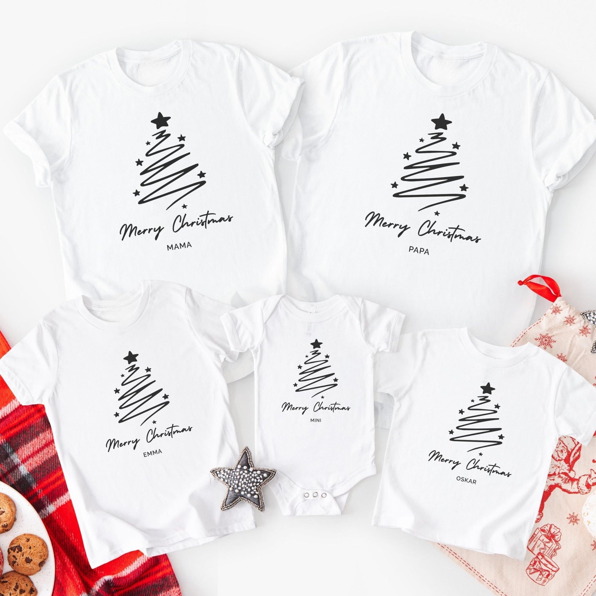 Personalisierte Weihnachts - Shirts für die Familie, Weihnachten - Partnerlook mit Namen