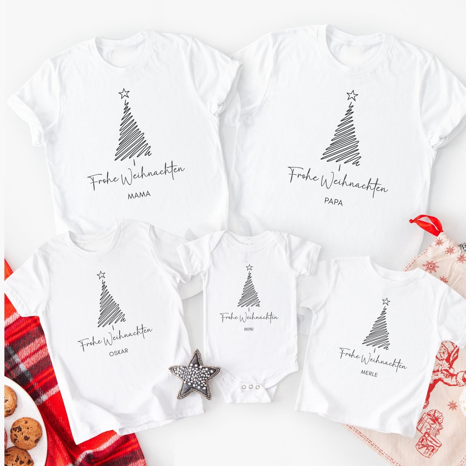 Personalisierte Weihnachts - Shirts für die Familie, Weihnachten - Partnerlook mit Namen