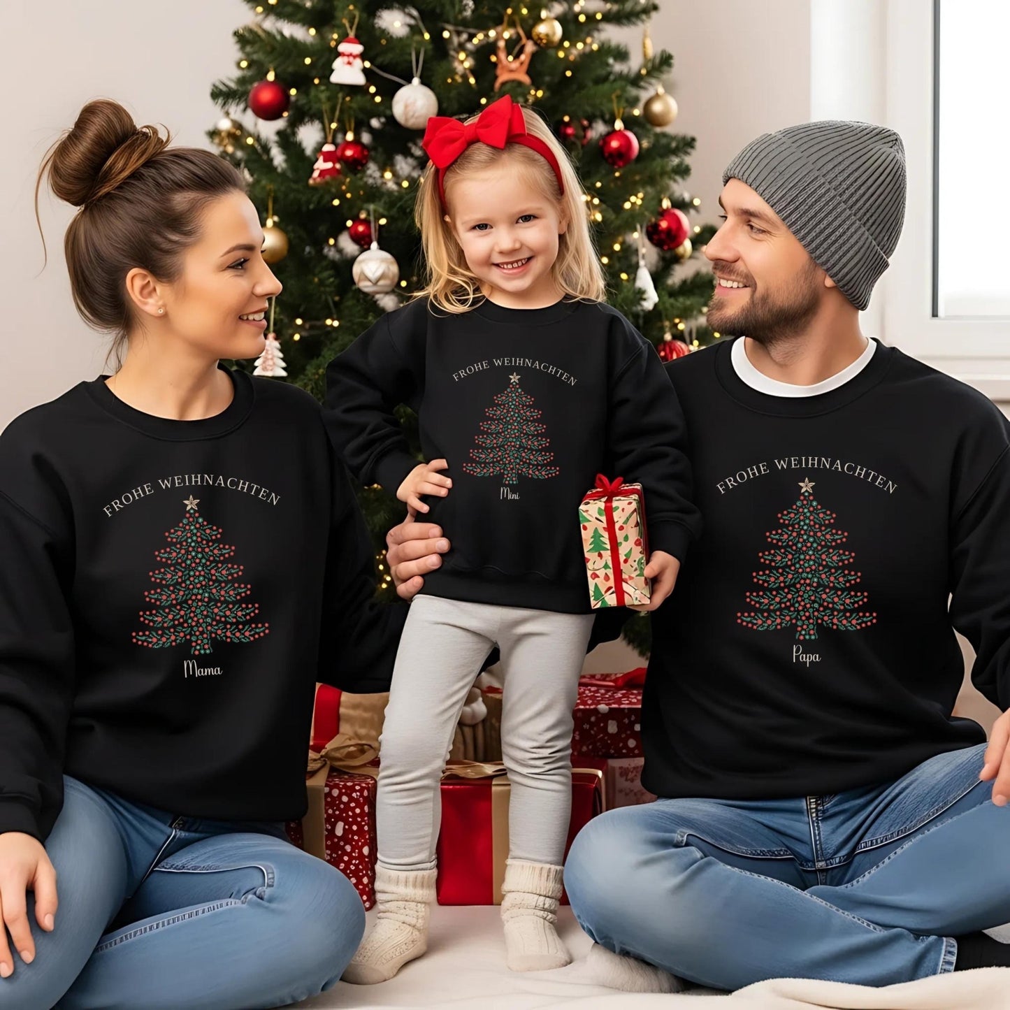 Personalisierte Weihnachts - Shirts für die Familie, Weihnachtsoutfits für Geschwister, Mama, Papa, Mini, Baby Weihnachten Partnerlook