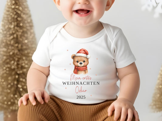 Personalisierter Babybody Mein erstes Weihnachten Baby - Weihnachtsgeschenk Bio Baby Body aus Baumwolle