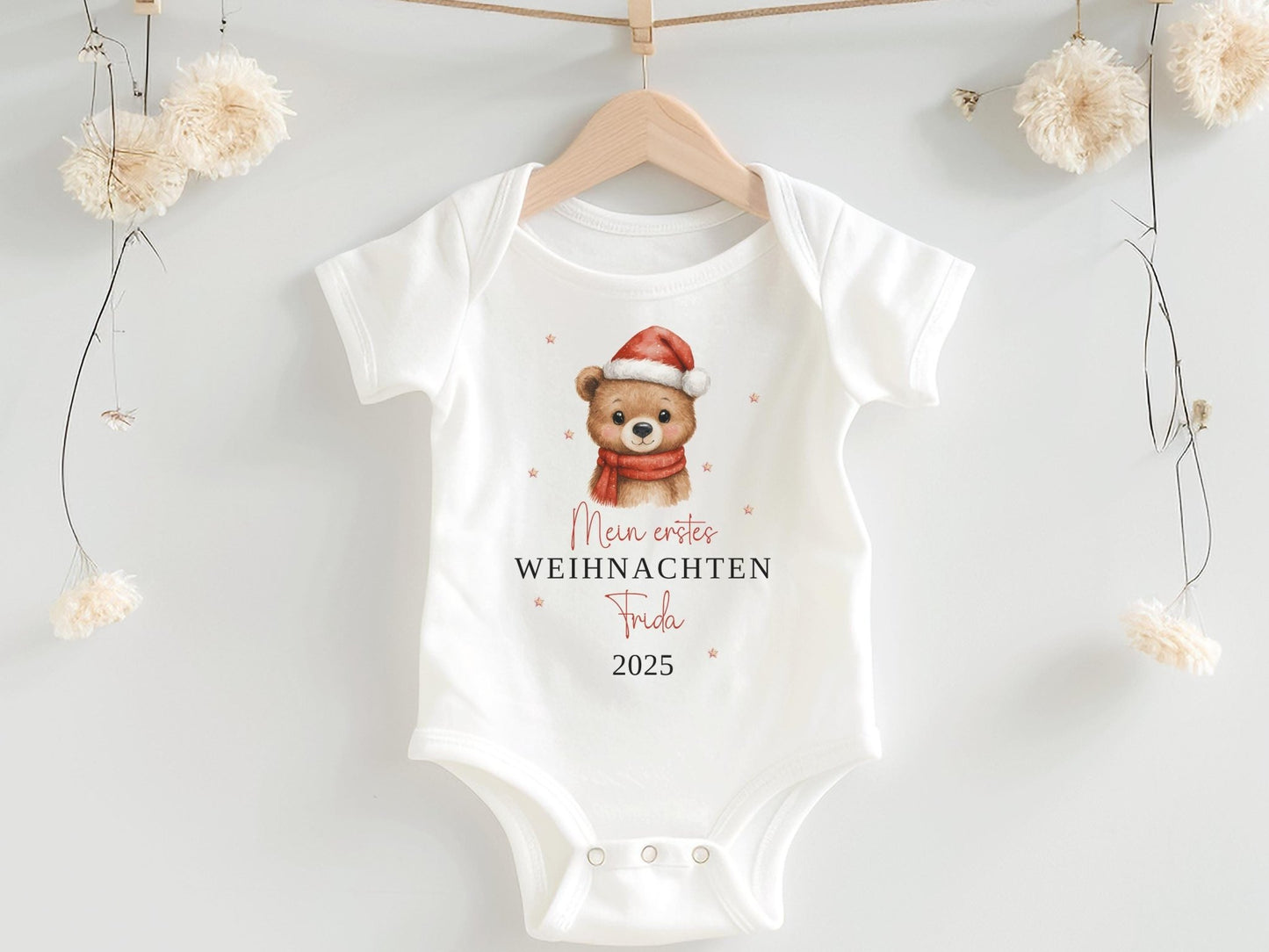 Personalisierter Babybody Mein erstes Weihnachten Baby - Weihnachtsgeschenk Bio Baby Body aus Baumwolle