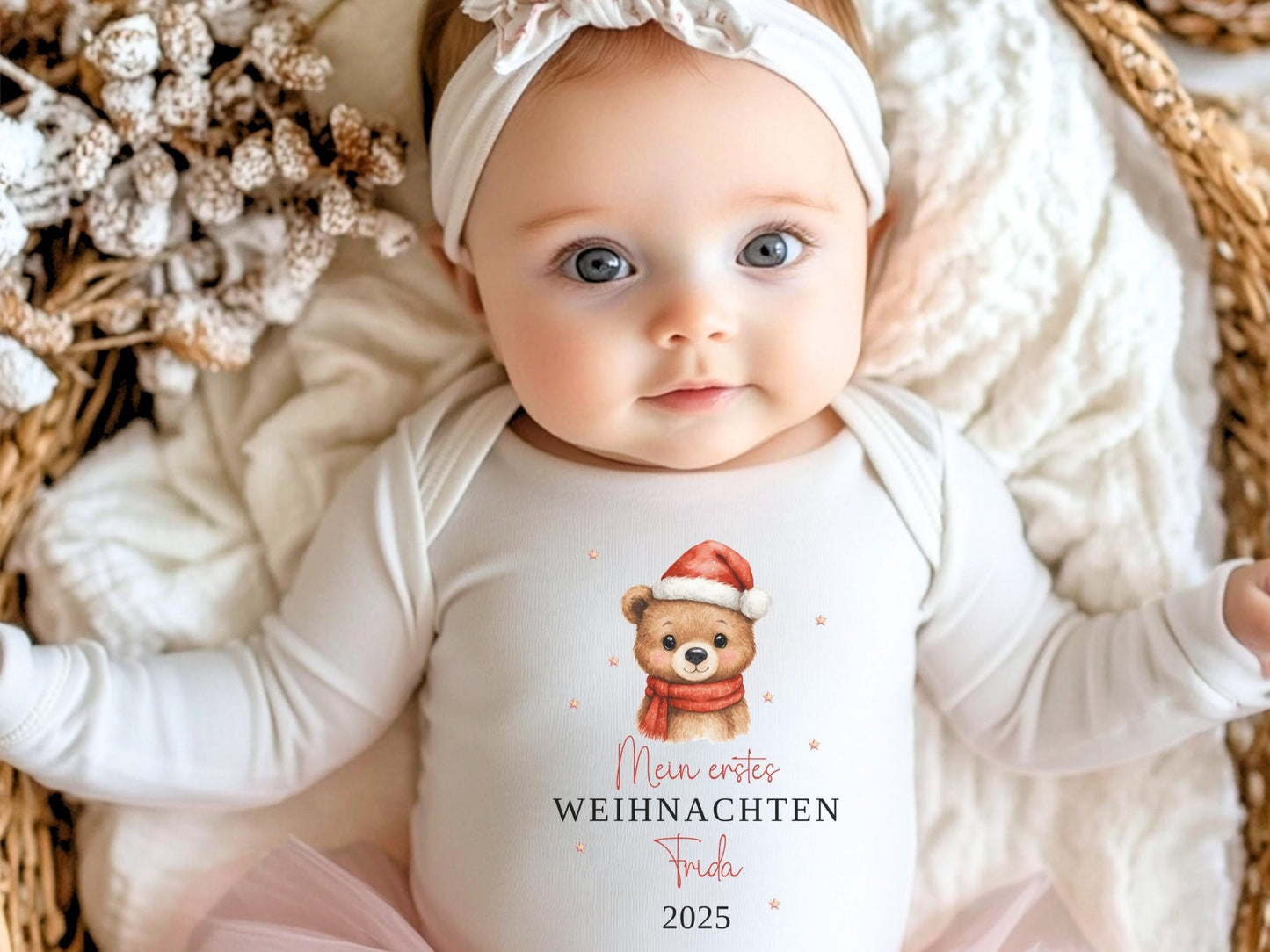 Personalisierter Babybody Mein erstes Weihnachten Baby - Weihnachtsgeschenk Bio Baby Body aus Baumwolle