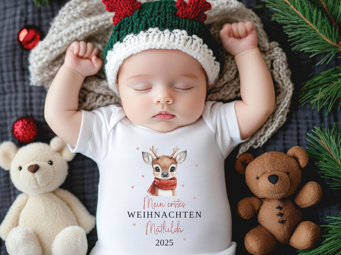 Personalisierter Babybody Mein erstes Weihnachten Bio Baby Body aus Baumwolle Weihnachten - Geschenke für Babys