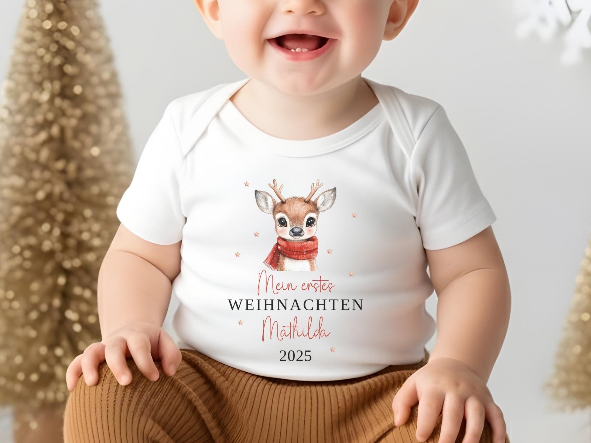 Personalisierter Babybody Mein erstes Weihnachten Bio Baby Body aus Baumwolle Weihnachten - Geschenke für Babys