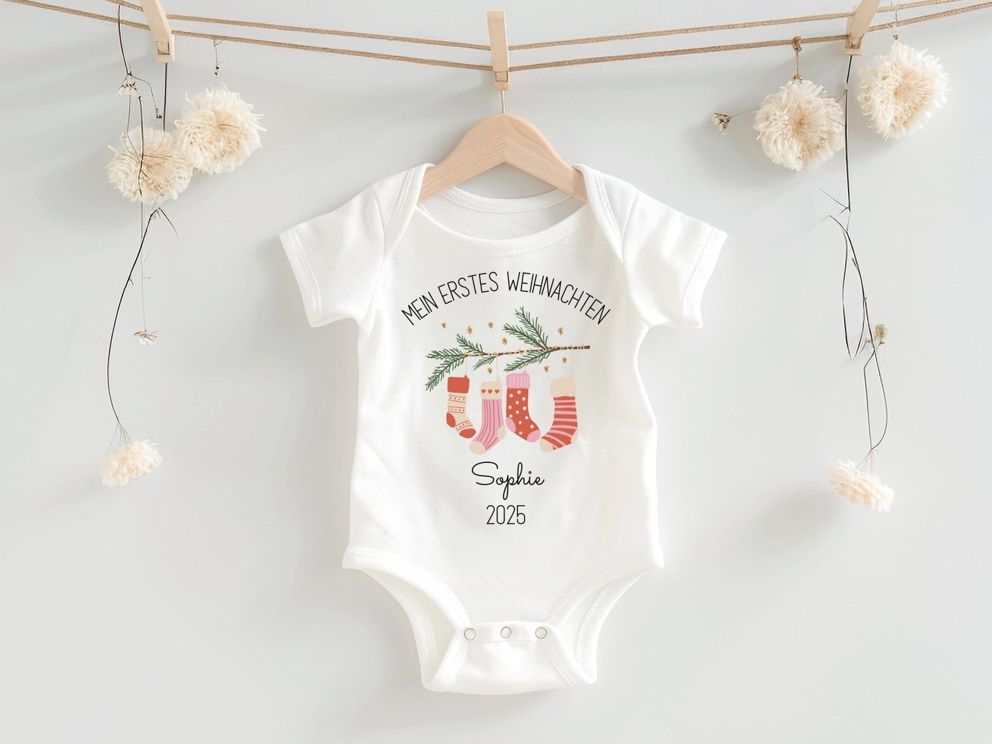 Personalisierter Babybody Weihnachten - Geschenke Mein erstes Weihnachten Outfit Baby - Weihnachtsgeschenk Bio Baby Body aus Baumwolle