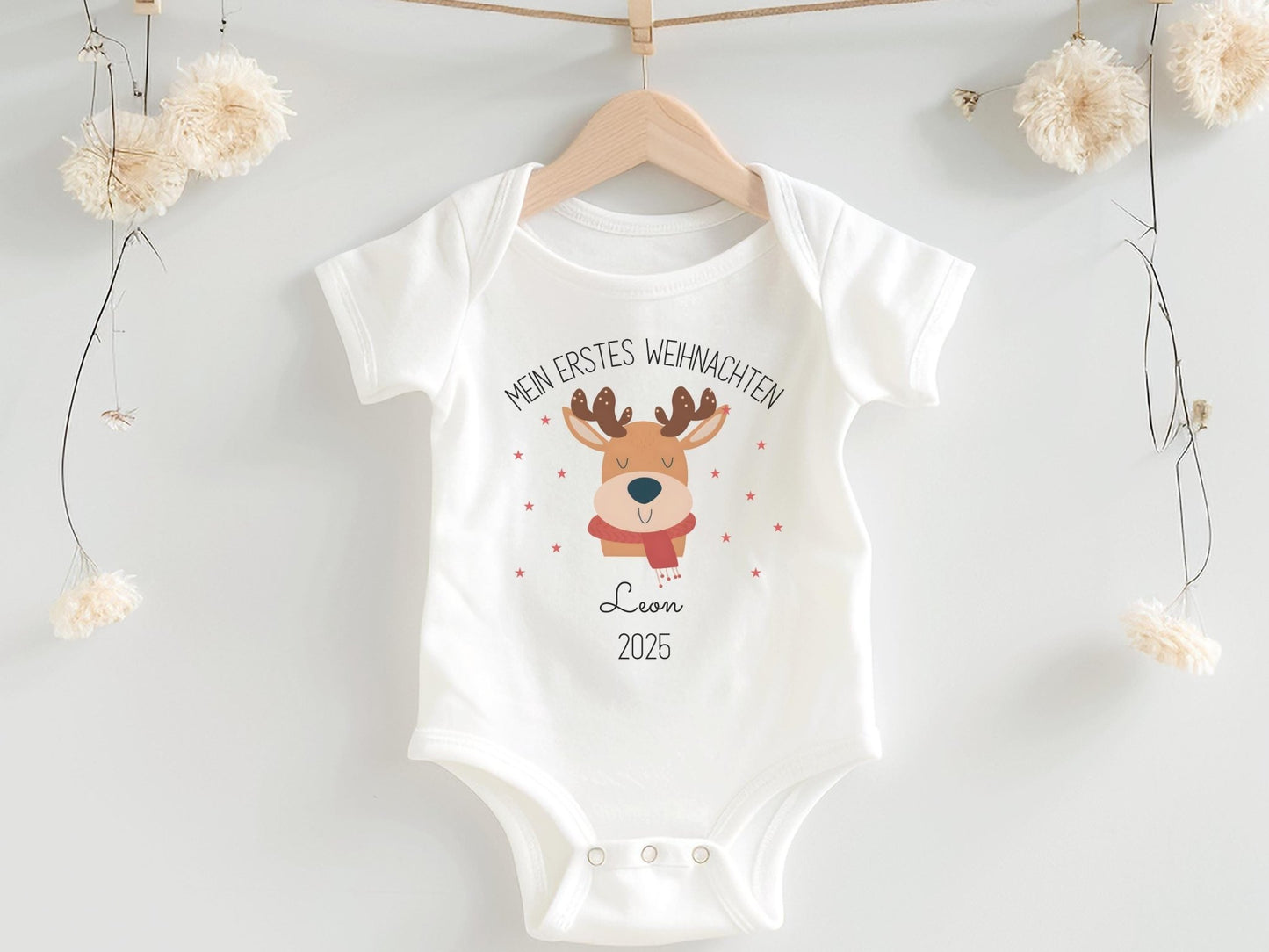 Babybody Mein erstes Weihnachten Personalisiert aus Bio-Baumwolle, Baby Weihnachtsgeschenk