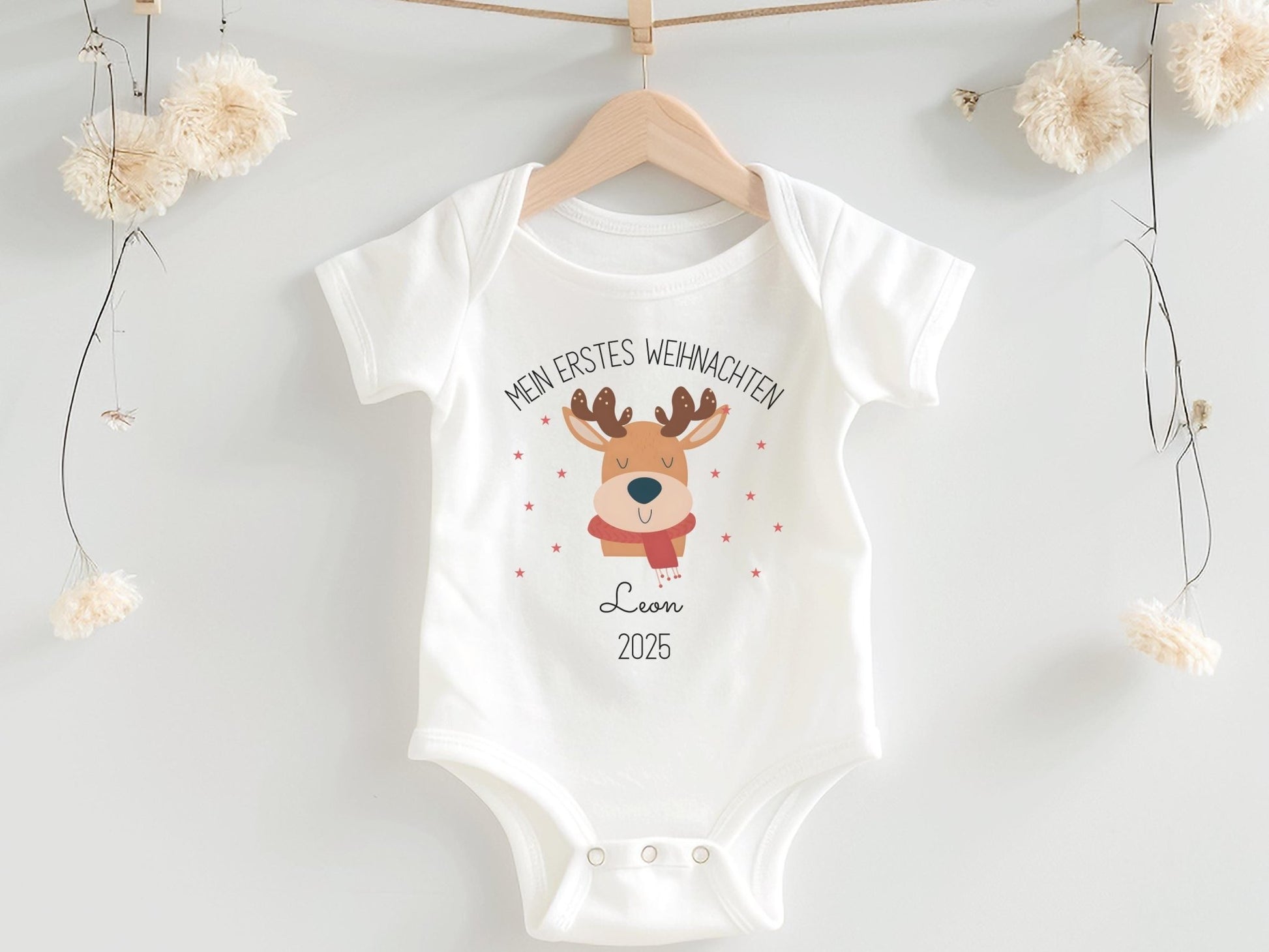 Babybody Mein erstes Weihnachten Personalisiert aus Bio-Baumwolle, Baby Weihnachtsgeschenk