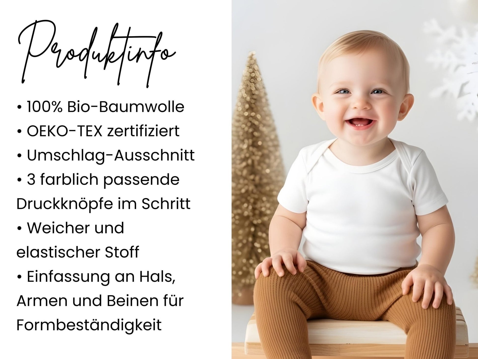 Personalisierter Babybody Weihnachten - Geschenke Mein erstes Weihnachten Outfit Baby - Weihnachtsgeschenk Bio Baby Body aus Baumwolle