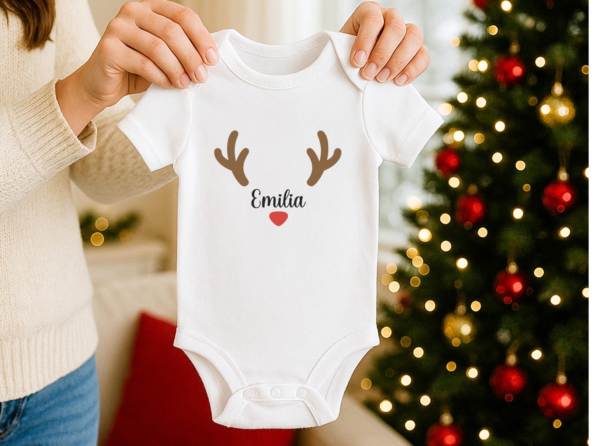 Personalisierter Babybody Weihnachten - Geschenke Mein erstes Weihnachten Outfit Baby - Weihnachtsgeschenk Bio Baby Body aus Baumwolle