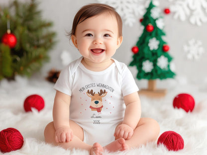 Babybody Mein erstes Weihnachten Personalisiert aus Bio-Baumwolle, Baby Weihnachtsgeschenk