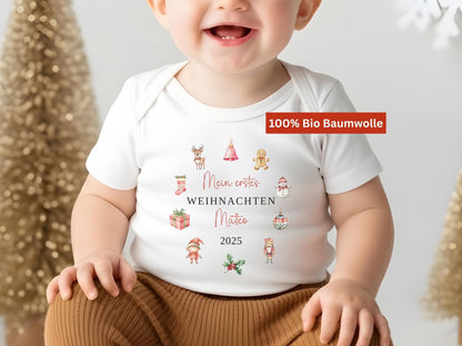 Personalisierter Babybody Weihnachten - Geschenke Mein erstes Weihnachten Outfit Baby - Weihnachtsgeschenk Bio Baby Body aus Baumwolle