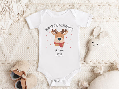 Babybody Mein erstes Weihnachten Personalisiert aus Bio-Baumwolle, Baby Weihnachtsgeschenk