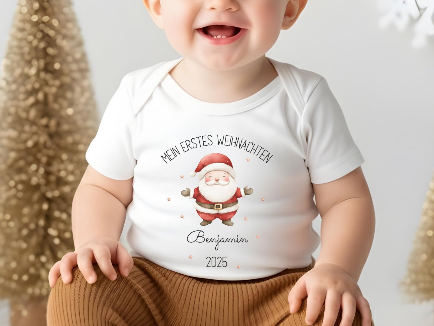 Personalisierter Babybody Weihnachten - Geschenke Mein erstes Weihnachten Outfit Baby - Weihnachtsgeschenk Bio Baby Body aus Baumwolle