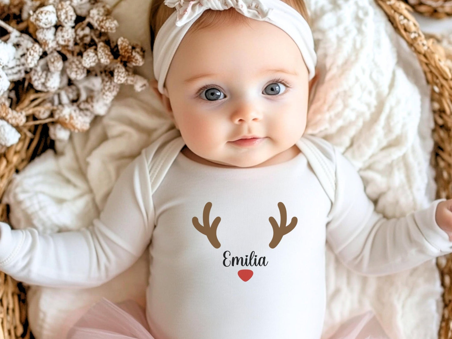 Personalisierter Babybody Weihnachten - Geschenke Mein erstes Weihnachten Outfit Baby - Weihnachtsgeschenk Bio Baby Body aus Baumwolle