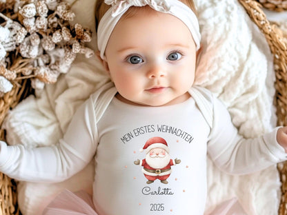 Personalisierter Babybody Weihnachten - Geschenke Mein erstes Weihnachten Outfit Baby - Weihnachtsgeschenk Bio Baby Body aus Baumwolle